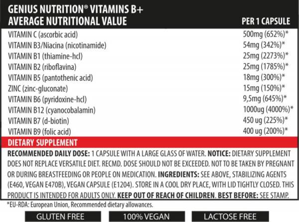 Genius Nutrition - Vitamins B+ Ingredients